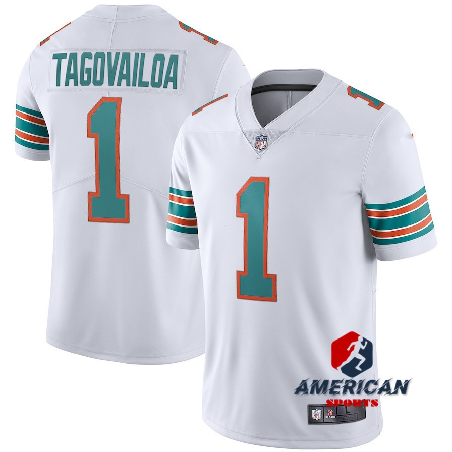 เสื้อทีมฟุตบอลอเมริกัน NFL Miami Dolphins ปี 2023-24 สีขาวLimited Edition สำหรับแฟนคลับMiami Dolphin