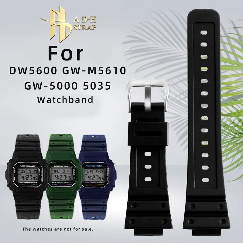กันน้ําเหงื่อซิลิโคนสายนาฬิกาสําหรับ Casio สี่เหลี่ยมเล็ก DW-5600 GW-M56010 GW-5000U 5035 สายนาฬิกาเ