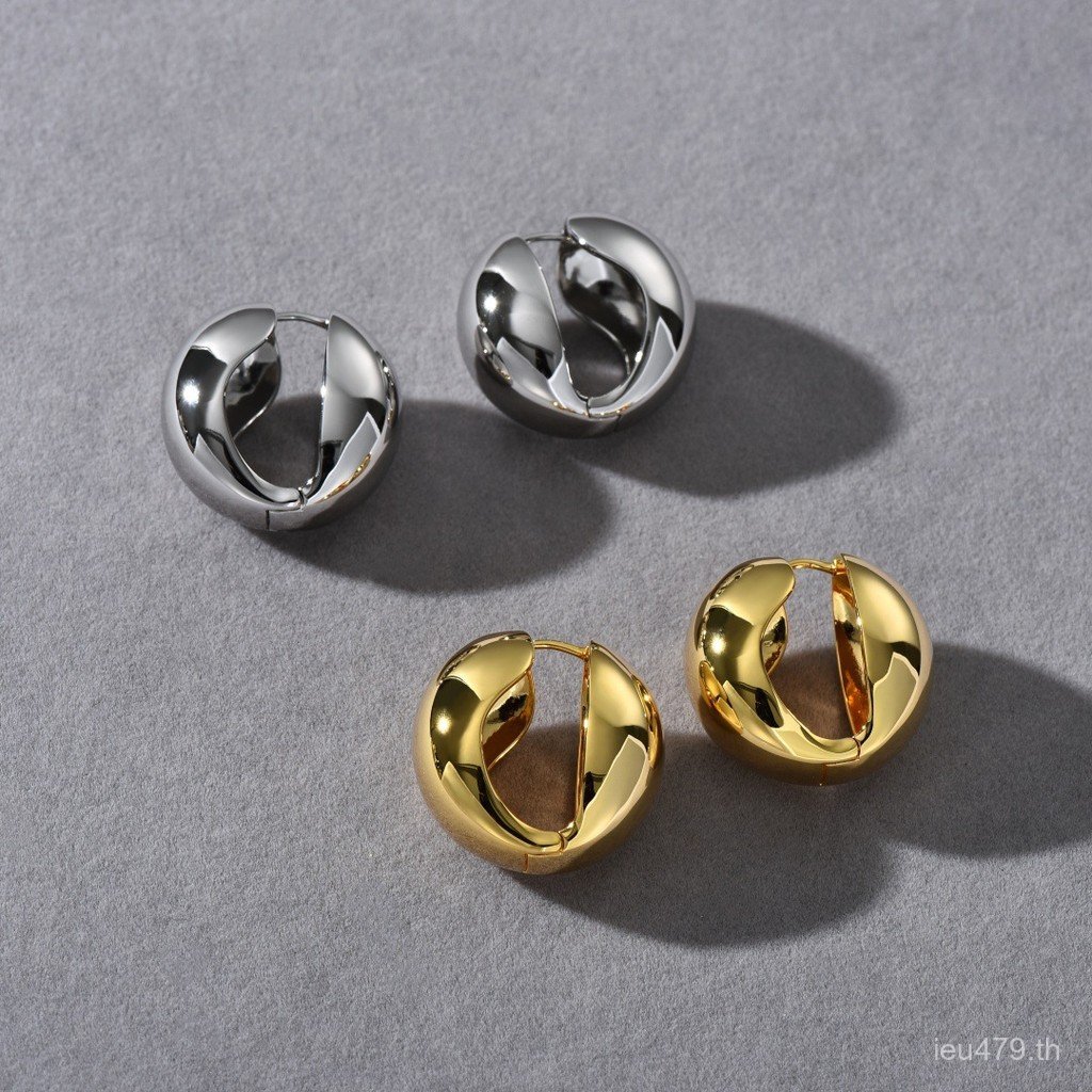 ต่างหูสไตล์มินิมอลดีไซน์เฉพาะตัวสำหรับคนหน้ากว้าง สร้อยคอโลหะระดับพรีเมียม 4FTP