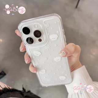 สำหรับIPhone 17 14 11 air 16 15 13 12 Pro Max X XR XS Max 16 7 8 Plus SEน่ารัก ลายจุดคลื่น หมีขาว เชอร์รี่ กุทัณฑ์ เคสใส