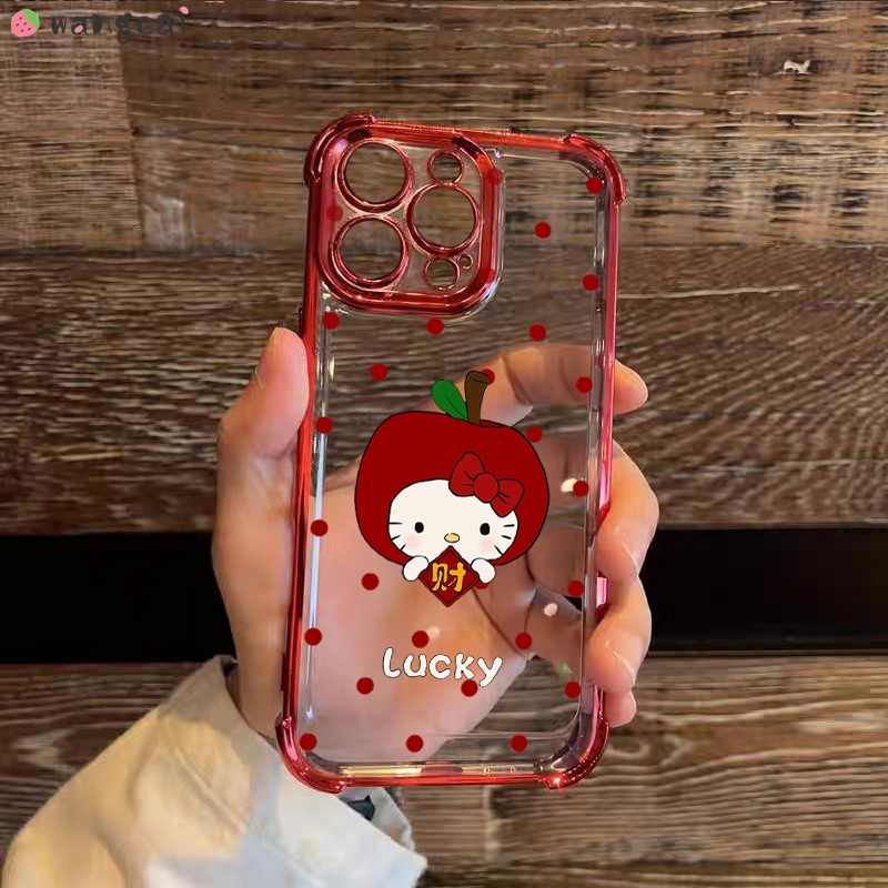 สําหรับ Vivo X300 X200 FE X100 X100s S30 Pro Mini Ultra X200s X90 X80 เคสโทรศัพท์ตรุษจีนรับ Rich Hello Kitty Red Apple Polka Dot น่ารักการ์ตูนกันกระแทกปลอกกรณีฝาครอบ - รูปที่ 4