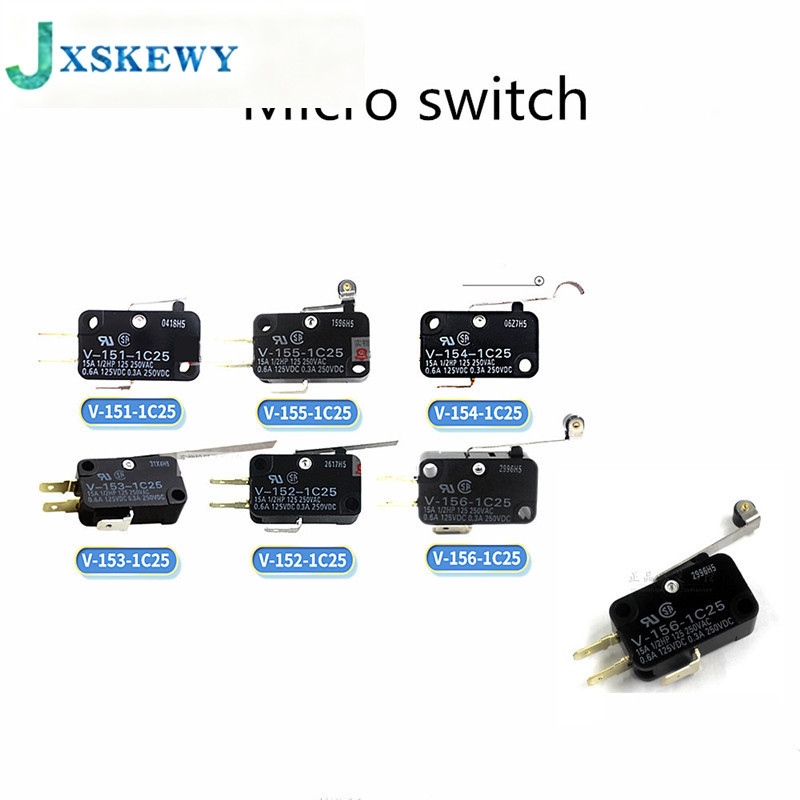 2pcs Microswitch จังหวะจํากัดสวิทช์ V-15-1C25 V-151-1C25 V-152-1C25 V-153-1C25 V 154 1C25 V-15-1A6 V