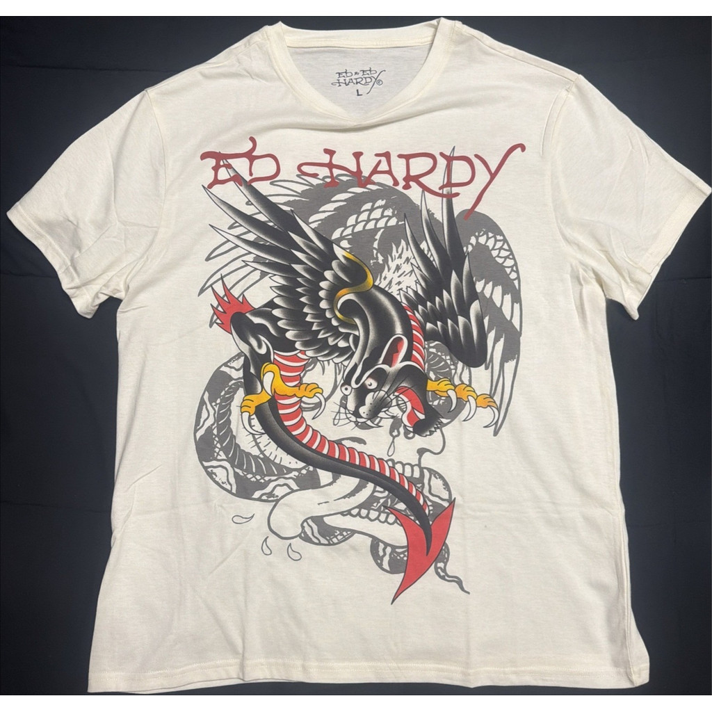 Ed Hardy เสื้อยืดผ้าฝ้าย 100% ลาย Eagle Leopard สำหรับทั้งผู้ชายและผู้หญิง สไตล์สมัยใหม่ เหมาะกับฤดู