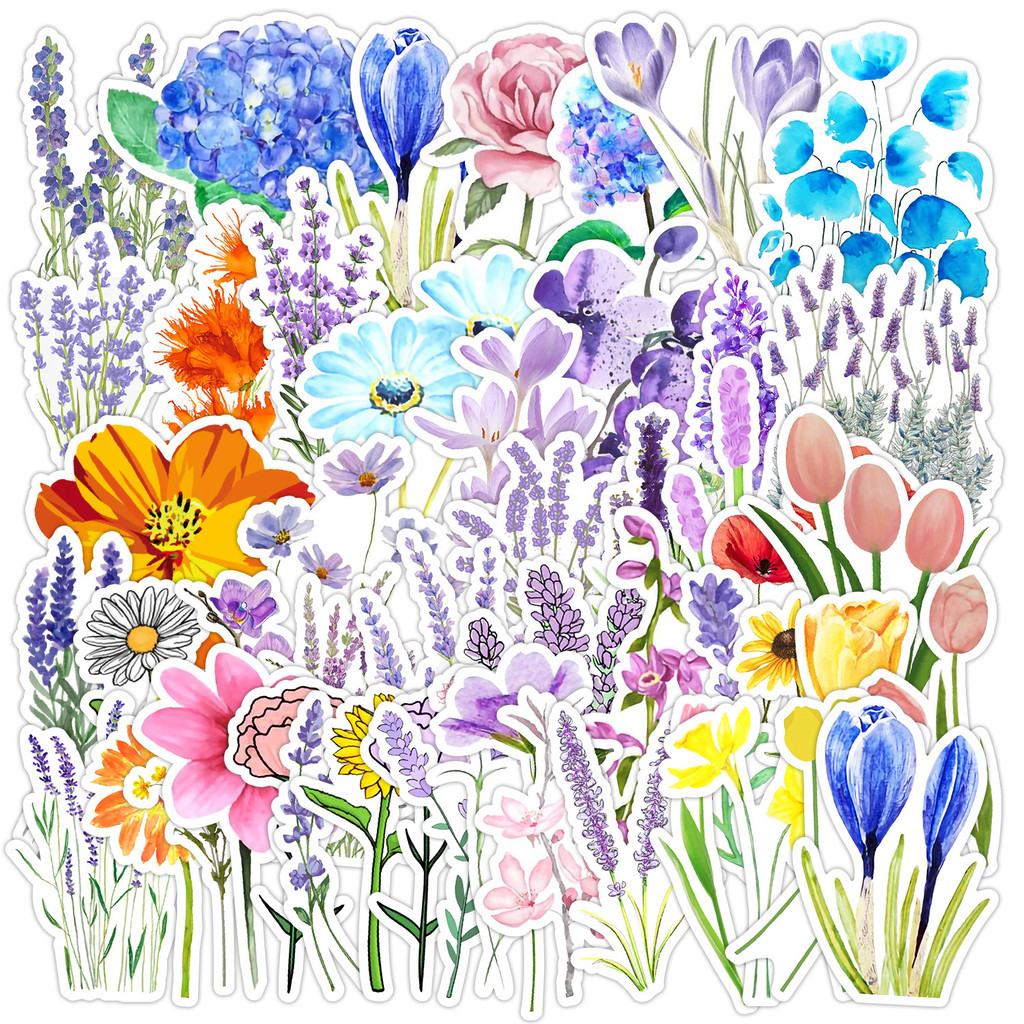 ❉ Watercolor Flowers Garden Series 01 Stickers ❉ 50Pcs/Set DIY Fashion Waterproof Decals Doodle Stic