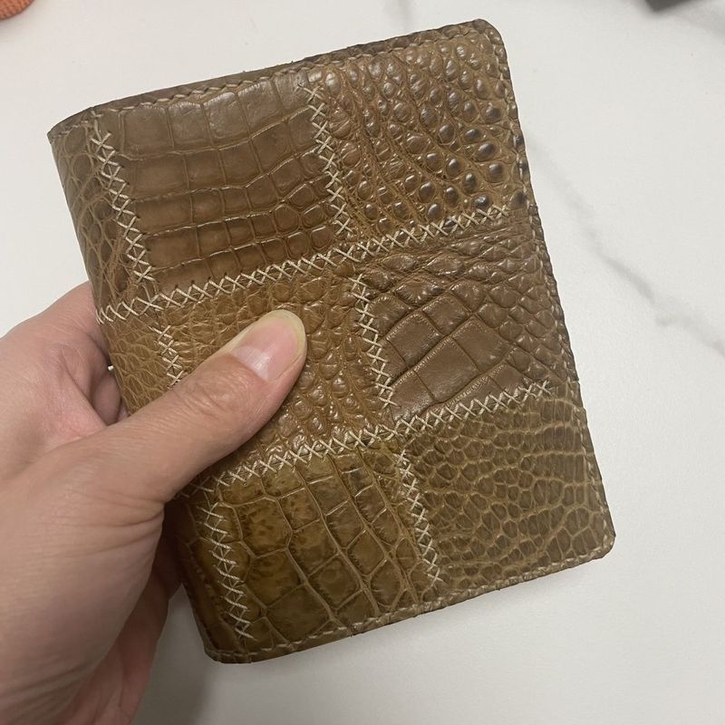 A7 Water-Dyed Crocodile Skin Stitching Hand-Sewn Handbook Fishbone Stitching Brown Series Notebook H
