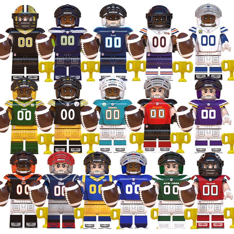 WM6134 WM6135 รักบี้ Building Block Minifigure อนุภาคขนาดเล็กประกอบนักกีฬาตุ๊กตาของเล่นกระเป๋า