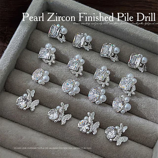 เล็บตกแต่งเล็บเล็บสติกเกอร์คริสตัลเพชร DIY 5PCS Zircon Pearl ผีเสื้อโปร่งใส Shinning เครื่องประดับแก้ว Nibirudu