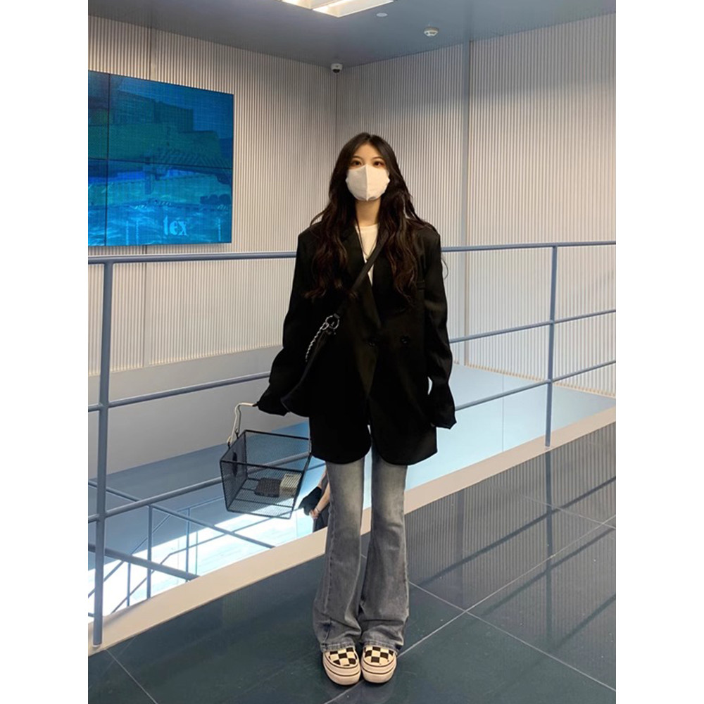 blazer เกาหลี blazer ผู้หญิง เสื้อเบลเซอร์ทรงหลวมไซส์เล็ก สีดำ