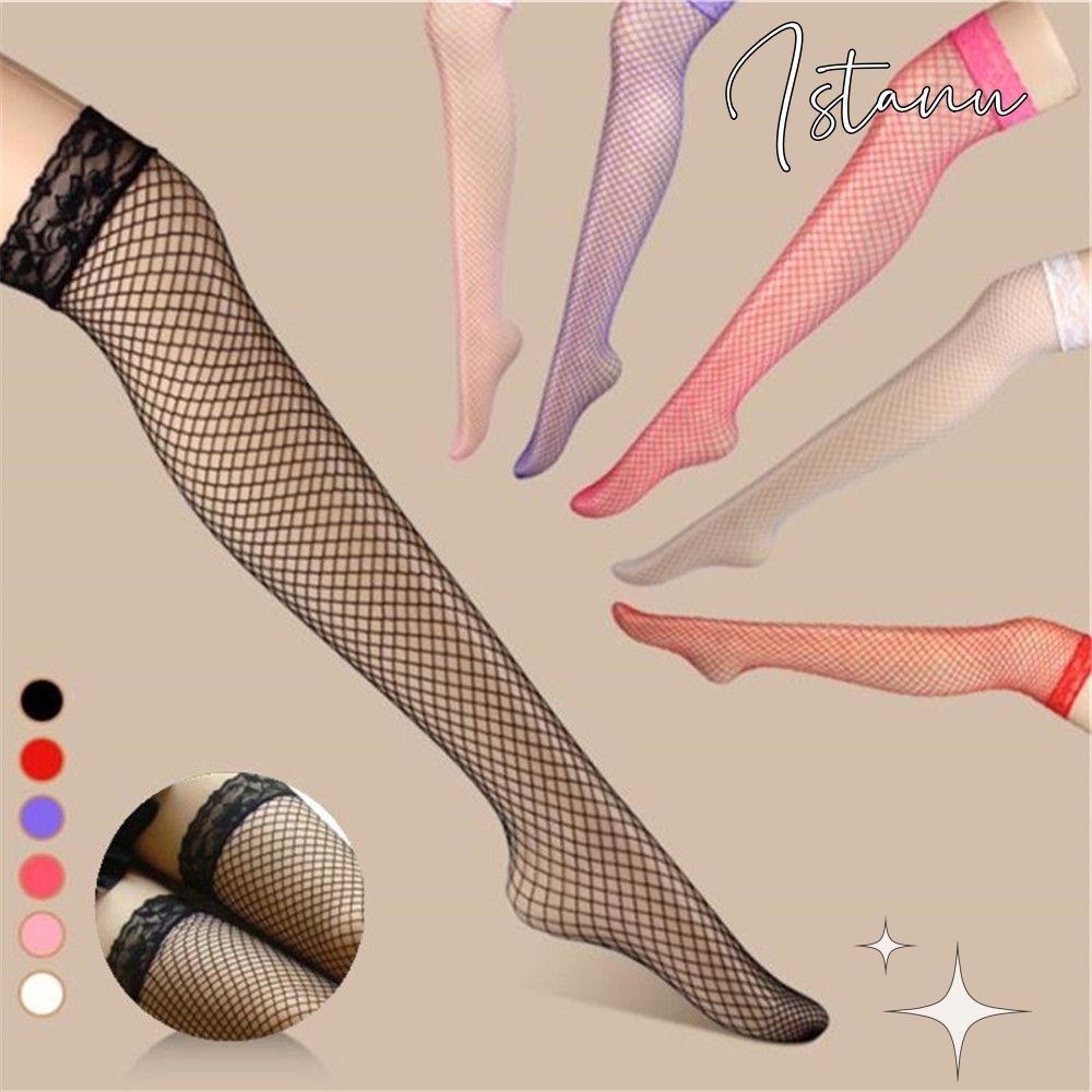 ISTANU Fishnet Stocking Tights Plus Size ต้นขา Sheer Hollow Out Mesh
