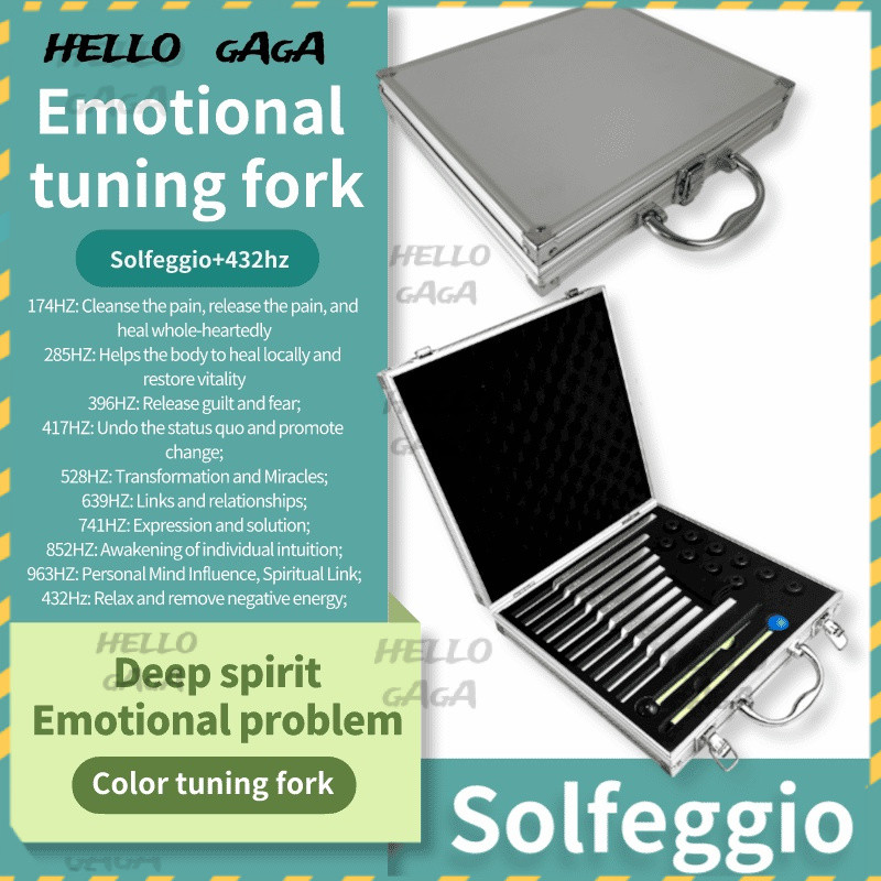 ชุดส้อมเสียงอารมณ์ Solfeggio + ชุดส้อมเสียง 432Hz, ชุดส้อมเสียง 10 ชิ้น, ส้อมเสียงอลูมิเนียมอัลลอยด์