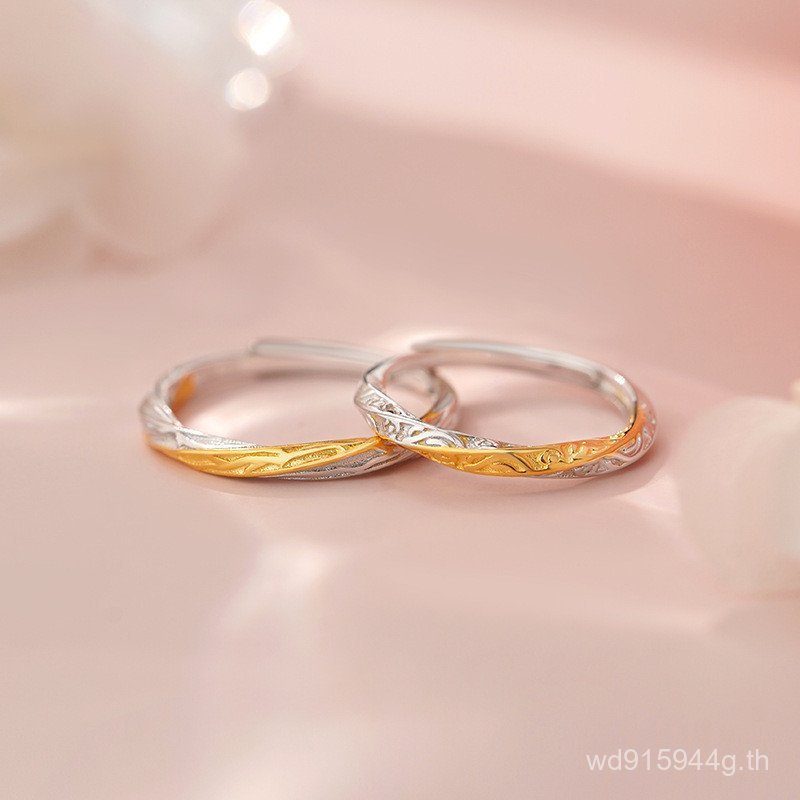 ที่ไม่ซ้ํากันแหวน Daigou ง่ายเงินบริสุทธิ์ที่ไม่ซ้ํากัน S999 คู่ที่ดีที่สุดแหวนแห้งออกแบบประณีต High