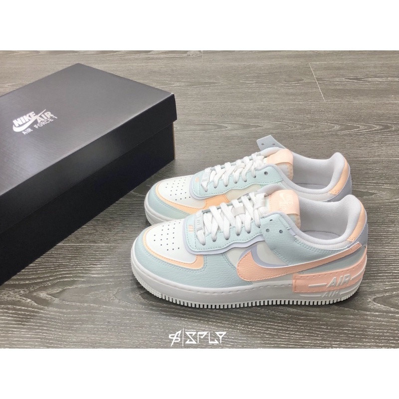พร้อมส่ง Nike Air Force 1 คุณภาพสูง เฉดสี ฟ้าอ่อน ชมพู Macaron CU8591-104 โครงสร้าง