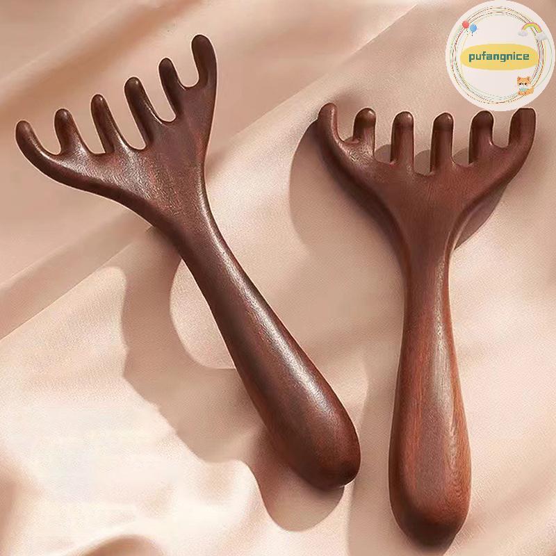 Pufangnice ฟันกว้างด้ามยาวหวี Meridian เครื่องมือกลับ Scratcher สปามือถือ Meridian หวีนวด Hair Care TH