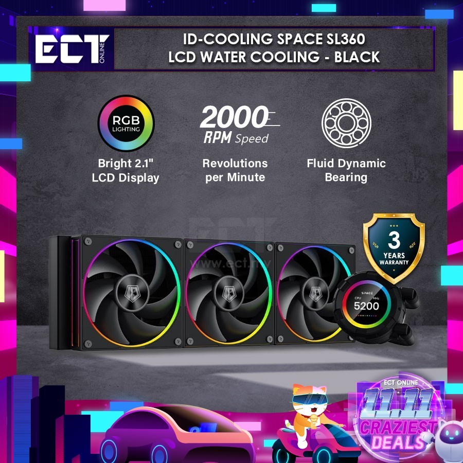 ID-Cooling Space SL360 LCD Water Cooling - สีดํา/ขาว