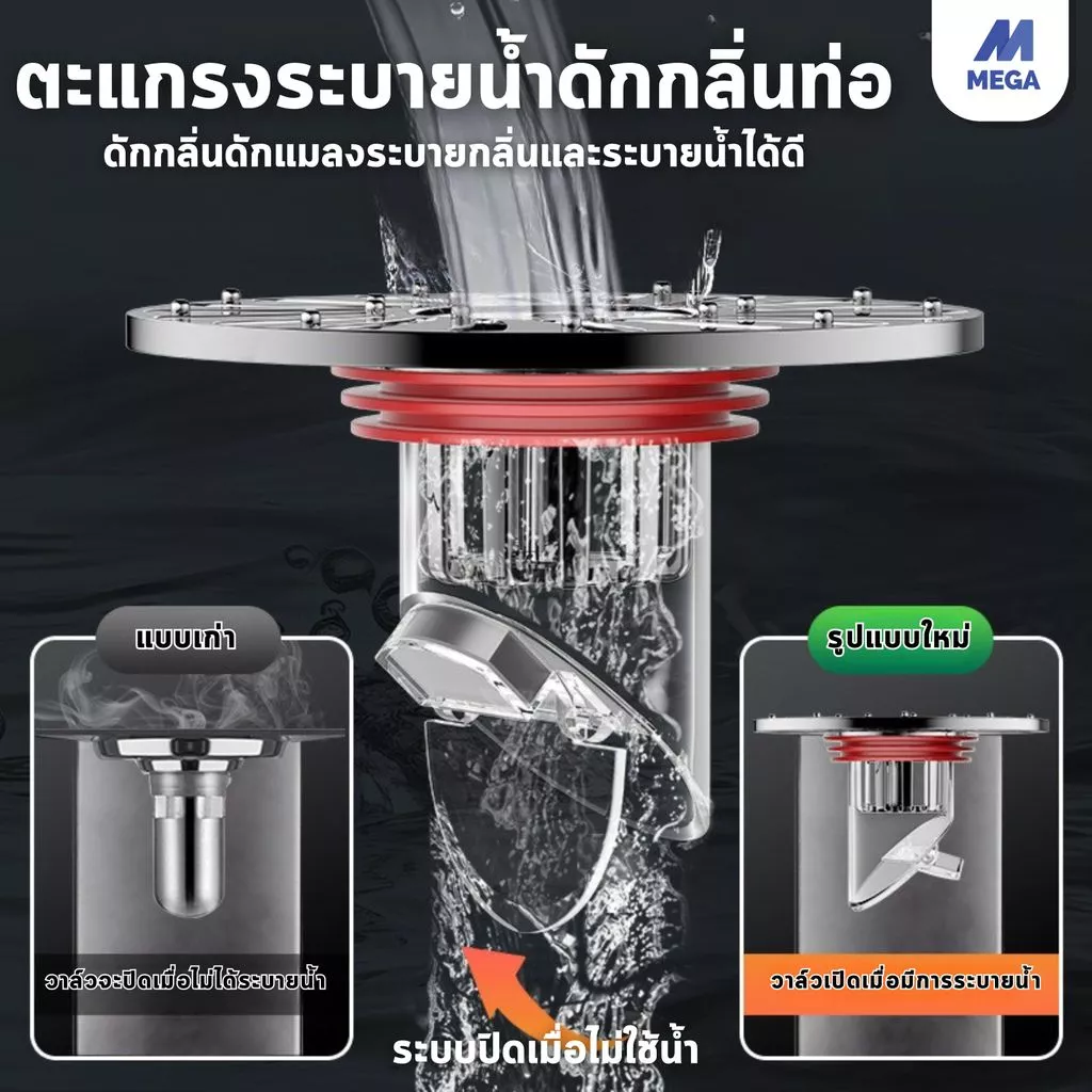 【พร้อมส่งจากไทย】ท่อระบายน้ำห้องน้ำ กันกลิ่น ป้องกันแมลง ตะแกรงกรองขยะ ทนทาน แบบฝังพื้น กันอุดตัน ระบายน้ำดี