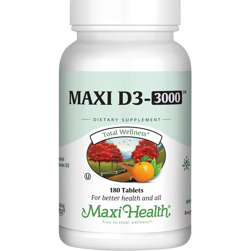 Maxi Health D3 3000 - รองรับสุขภาพกระดูกและระบบภูมิคุ้มกัน - ป้องกันวิตามินดี - เม็ด 3000IU บรรจุ 75