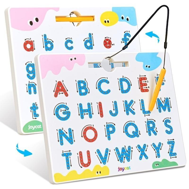 JoyCat Double Sided Magnetic Letters Board, 2 in 1 Alphabet Magnets Tracing Board, ABC Letter Upperc