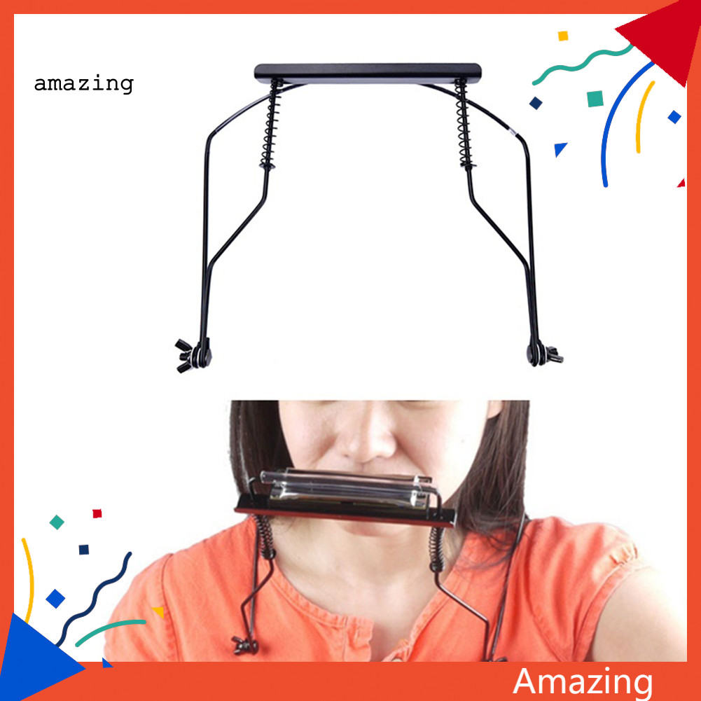 [AM] 10 หลุม Harmonica ผู้ถือคอปรับเพลงปากออร์แกนขาตั้ง Harp ชั้นวางโลหะ