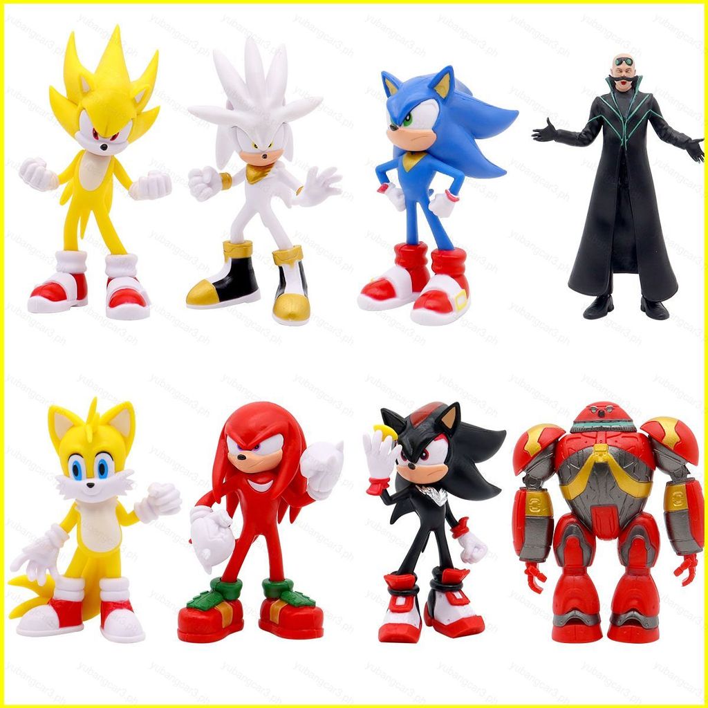 YB3 8pcs Sonic the Hedgehog Action Figure Tails Amy Rose Knuckles the Echidna Shadow the Hedgehog ตุ