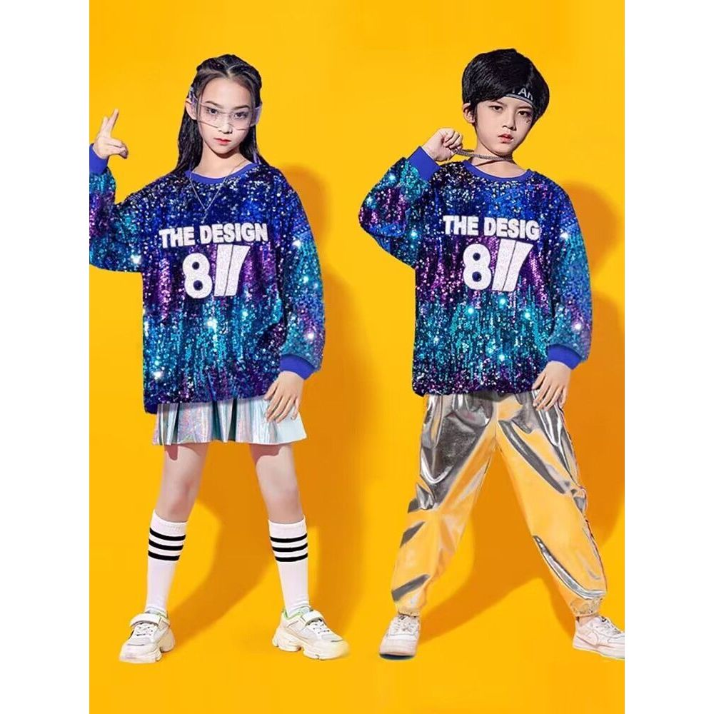 เด็กสาวประสิทธิภาพเครื่องแต่งกายถนนเต้นรําแร็คกลองฮิปฮอปสูทประสิทธิภาพเต้นรําแจ๊สเต้นรําเลื่อมฮิปฮอป