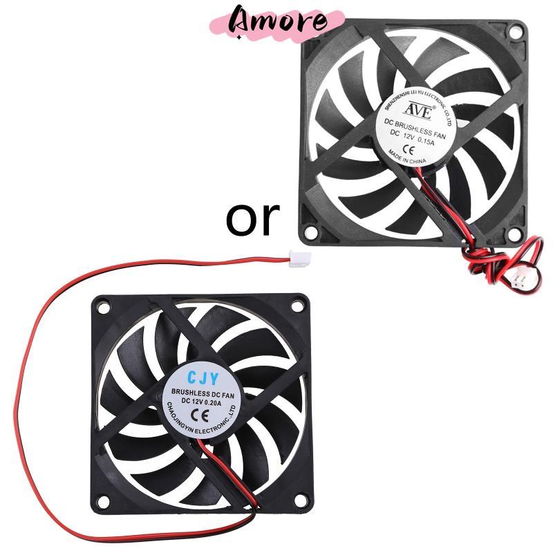 Amore 8010 DC พัดลมระบายความร้อนไร้แปรงถ่าน DC12V 0 15A 9 06in 2 Pin สายไฟสําหรับ PC C