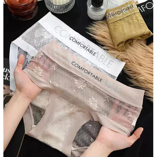 พร้อมส่ง🚚 กางเกงชั้นในลูกไม้ผู้หญิง กางเกงในสปอร์ตยกสะโพกเซ็กซี่ไร้ตะเข็บ เป้ายาว ตาข่ายระดับกลาง