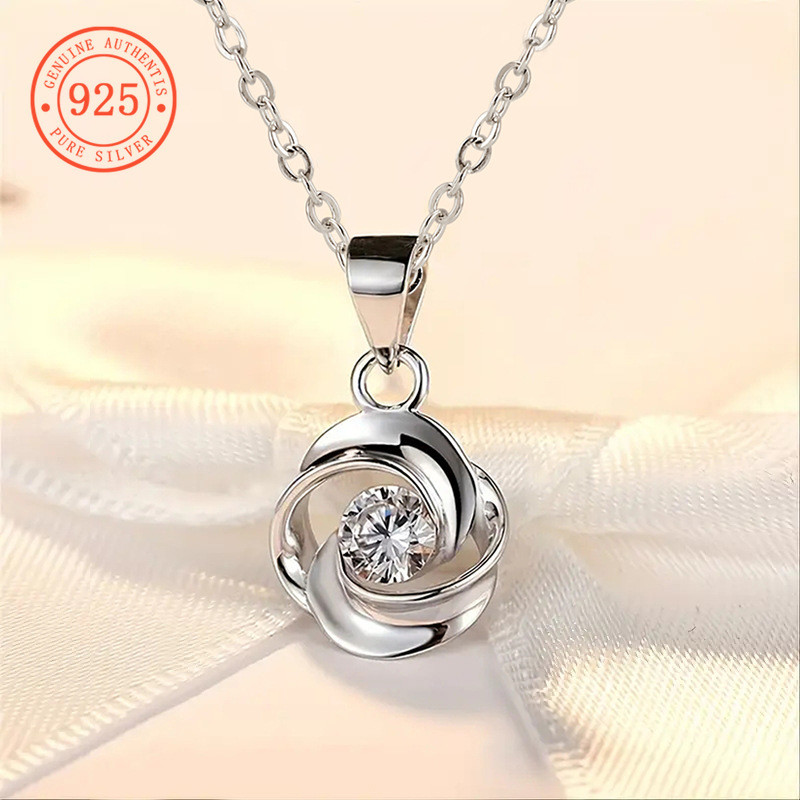 SHEFULI 925 เงินแฟชั่น Love at First Sight หมุนสร้อยคอรักสําหรับผู้หญิง CSX669