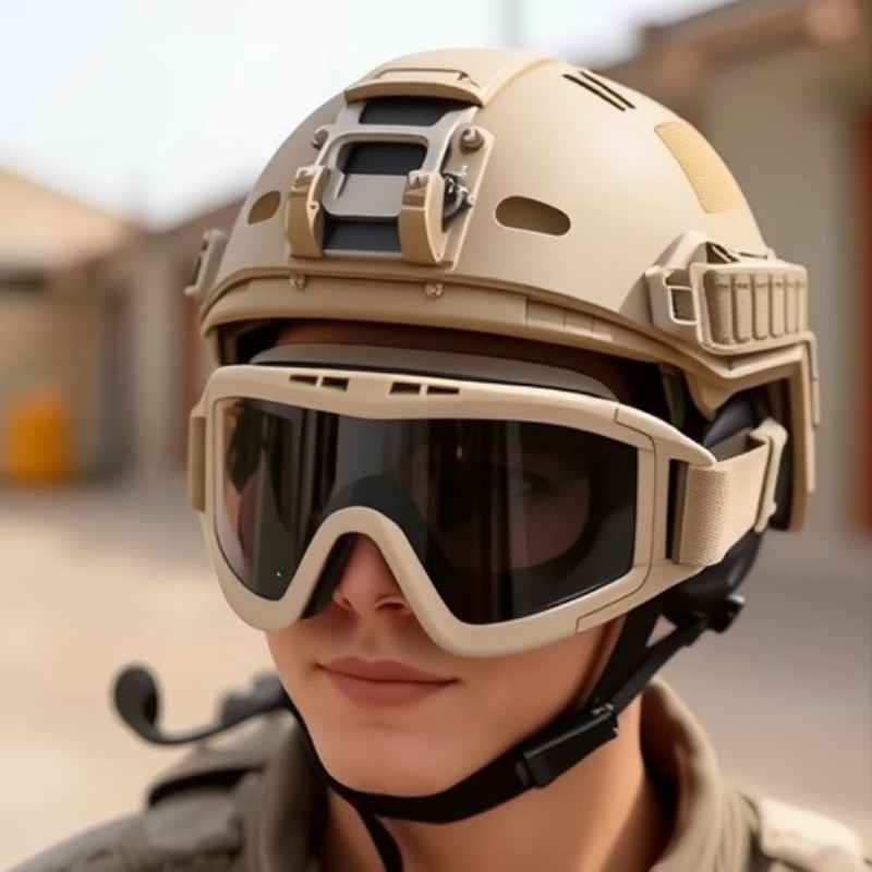 FULCRUM กลางแจ้ง Desert Locust ยุทธวิธีแว่นตาป้องกัน CS ทหารพัดลมรถจักรยานยนต์ Night Vision Goggles 