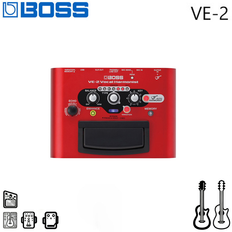 BOSS VE-2 Vocal Harmonist Effects โปรเซสเซอร์ Stompbox Professional กีตาร์กีตาร์ไฟฟ้าเบสอะคูสติกกีตา