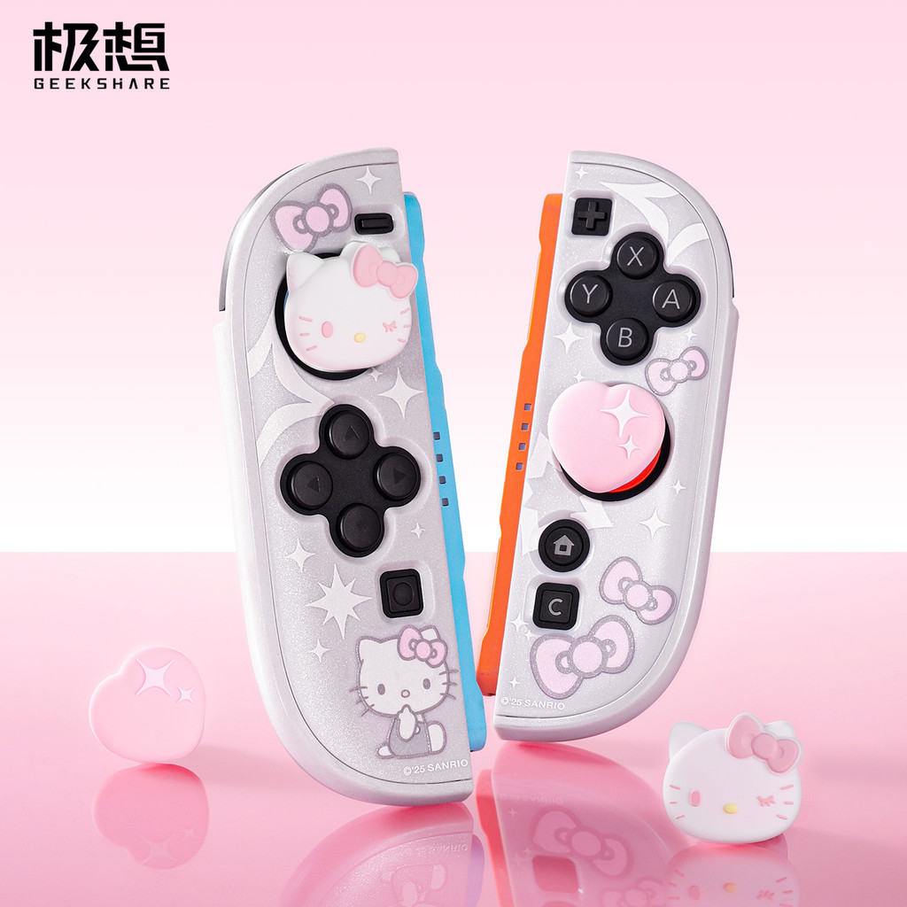 Geekshare HelloKitty Silicone Thumb Grip Caps สําหรับ Nintendo Switch 2 (2025)