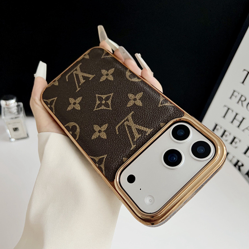 หรูหราชุบสีทองขอบซองหนังสําหรับ ไอโฟน 11 12 13 14 15 16 17 มือโปร สูงสุด 16 บวก เคสกันกระแทก
