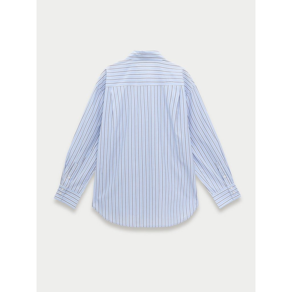 [Pomelo] เสื้อเชิ้ตลายทางดีเทลปักหัวใจ / Heart Embroidered Striped Shirt — صورة 7