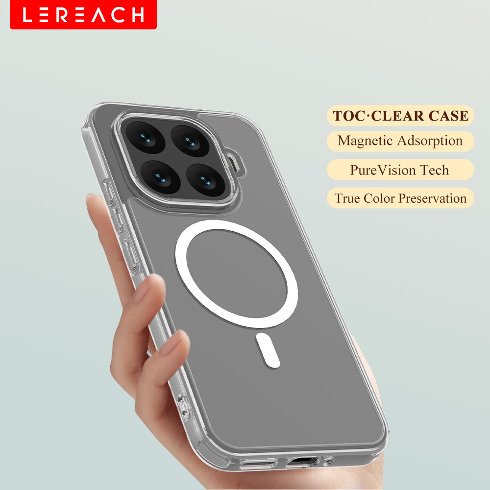 Lereach สําหรับ Xiaomi 17T Pro / 17T / 15T Pro / 15T เคสโทรศัพท์แม่เหล็ก, อะคริลิค + TPU, 4 มุมกันกระแทกฝาครอบชาร์จแม่เหล็กใส