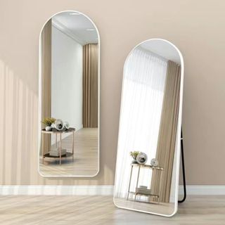 【ขาว】MOOM กระจกเต็มตัว 150-185CM ร่างกายเต็มรูปแบบ พร้อมขาตั…