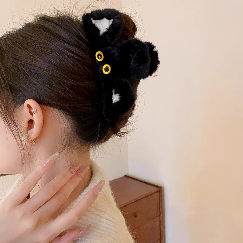 กิ๊บติดผมจับกิ๊บแมวสีดําน่ารักอุปกรณ์เสริมฤดูหนาวสําหรับผู้หญิง - รูปที่ 6