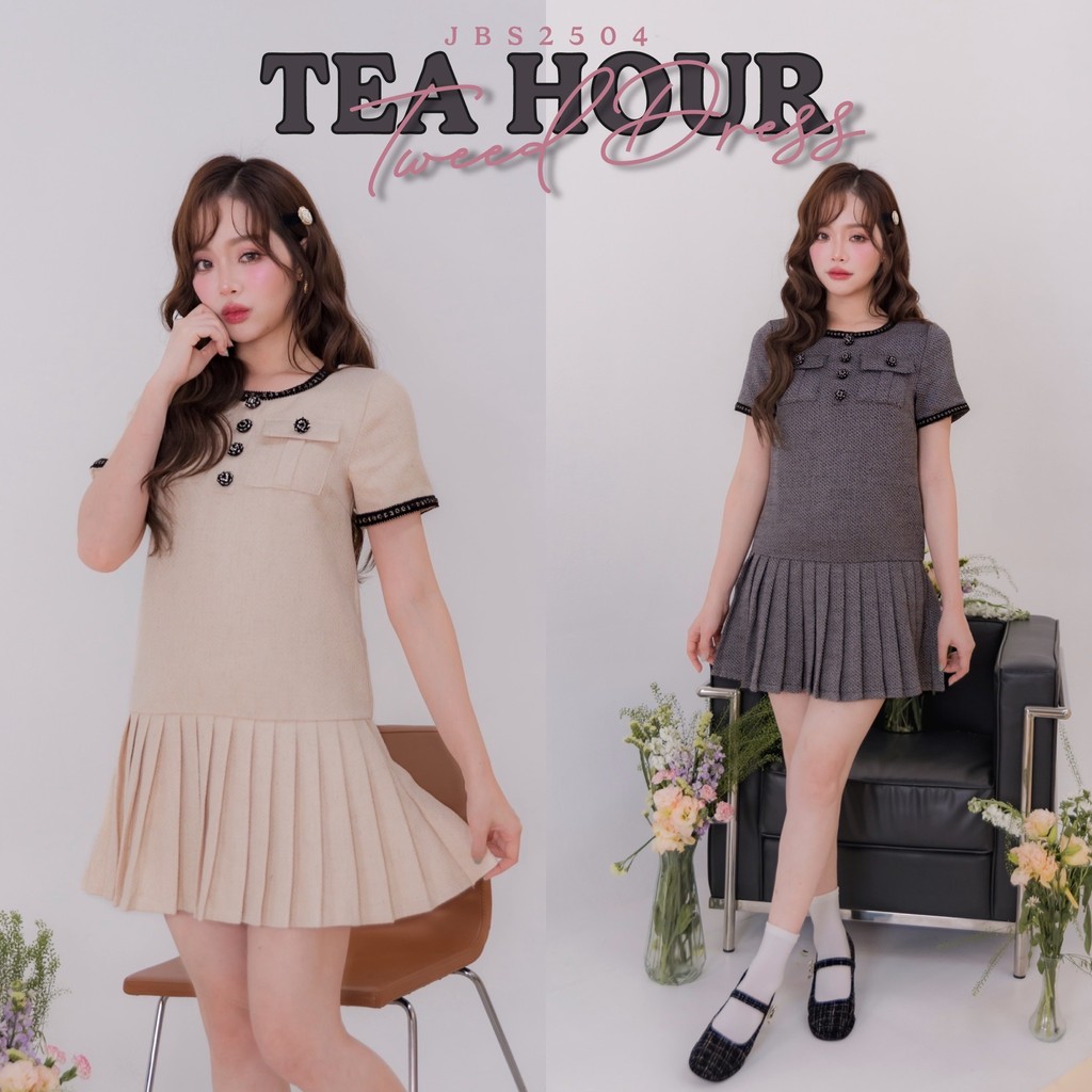 #JBS2504 Tea Hour Tweed dress Joobs studio