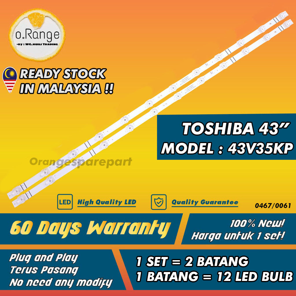 (TV 43V35KP LAMP) 43" TOSHIBA 43 INCH LED TV BACKLIGHT Mla9 " (โคมไฟ)