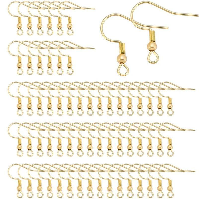 ต่างหูตะขอทองแดงเคลือบทองคำ 18K สำหรับ DIY ไม่อันตรายต่อผิวหนัง ออกแบบเองง่ายๆ
