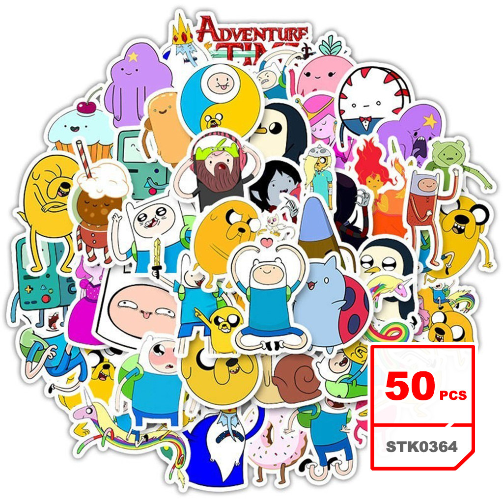 สติ๊กเกอร์ Adventure Time การ์ตูนชุดสติ๊กเกอร์กราฟฟิตี์น้ำต้านติดเองสำหรับเด็ก, 50แผ่น
