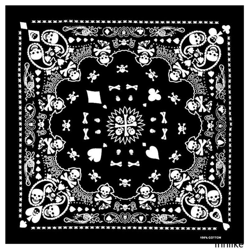 INN Hip Hop Cotton Multi-Purpose Bandana Square ผ้าพันคอเรขาคณิต Skull พิมพ์แถบคาดศีรษะ Wrap ผ้าเช็ด