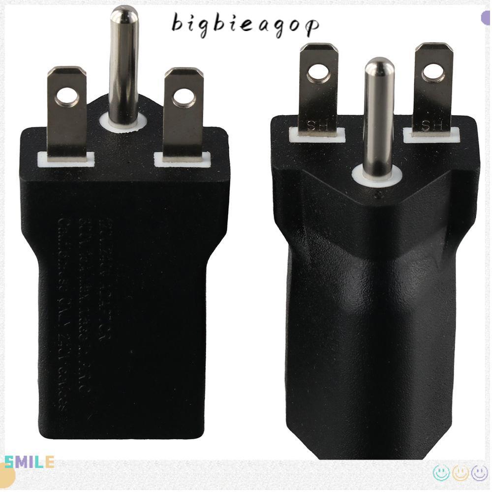 BIGBIEGOP 2 ชิ้น 3 ตาไฟฟ้า Converter,พลาสติกสีดํา 6-15P ถึง 5-15R อเมริกันปลั๊กอะแดปเตอร์,ทนทานทองแด
