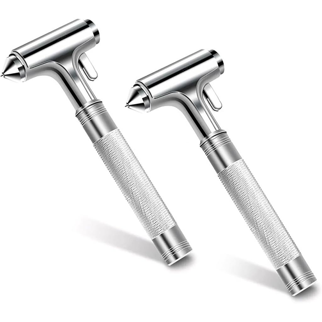 2-Pack Alloy Car Window Breaker พร้อม KM46 ทังสเตนเคล็ดลับ, 3-in-1 Glass Breaker & Seatbelt Cutter &