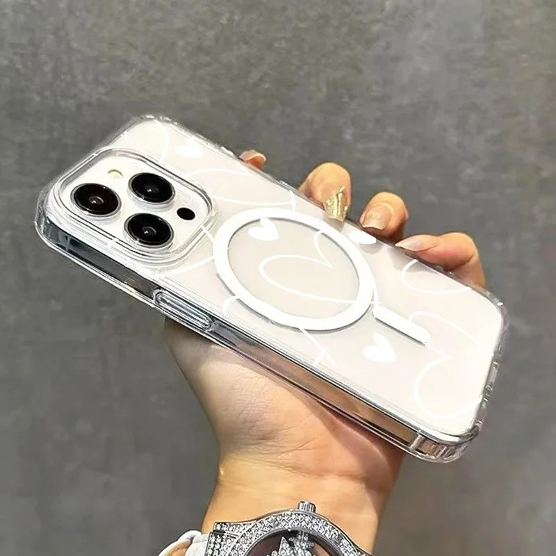 สีขาว Love Heart รูปแบบไร้สายชาร์จสําหรับ Samsung Galaxy S25 S24 S23 S22 Ultra Plus S23 S21 S25 FE ฝาครอบ - รูปที่ 4