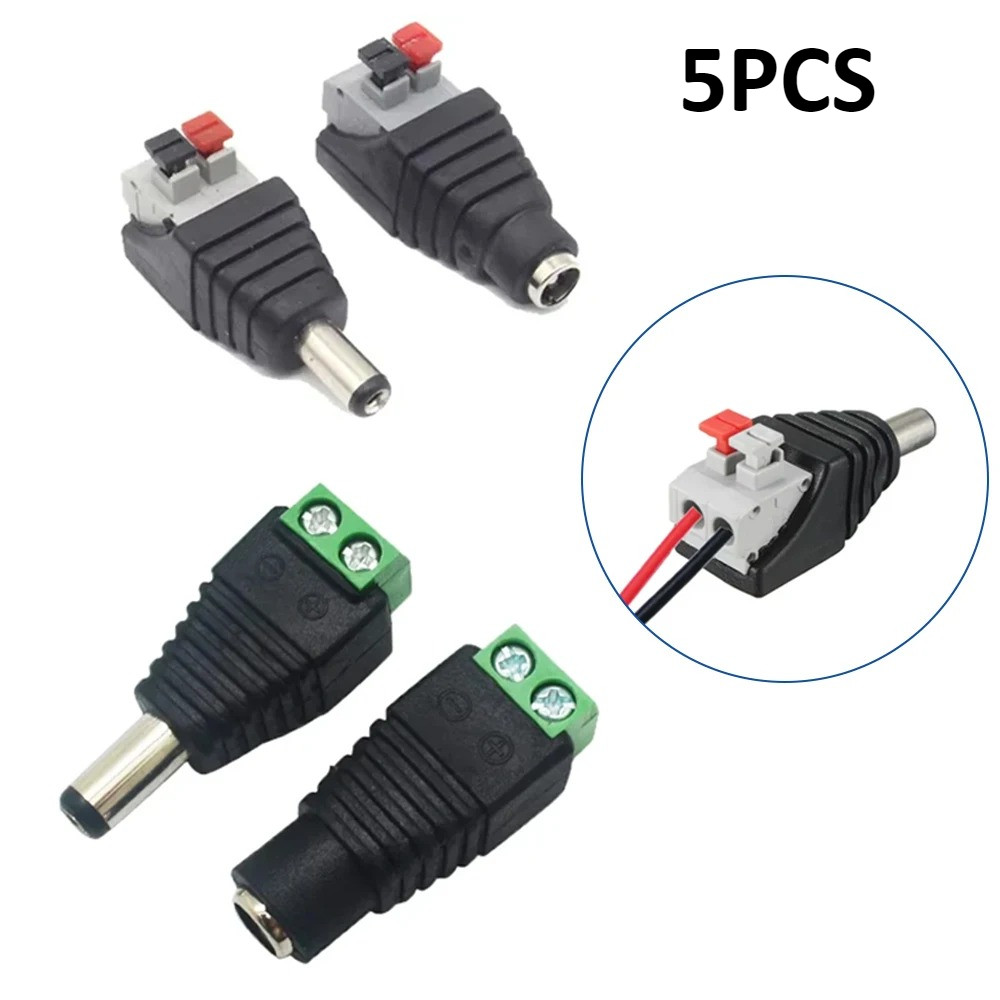 5pcs 12V DC Power Connector ปลั๊กแจ็คชายหญิงซ็อกเก็ต Barrel 2.1 มม.x 5.5 มม.อะแดปเตอร์สําหรับกล้องวงจรปิด LED Strip Supply Terminal