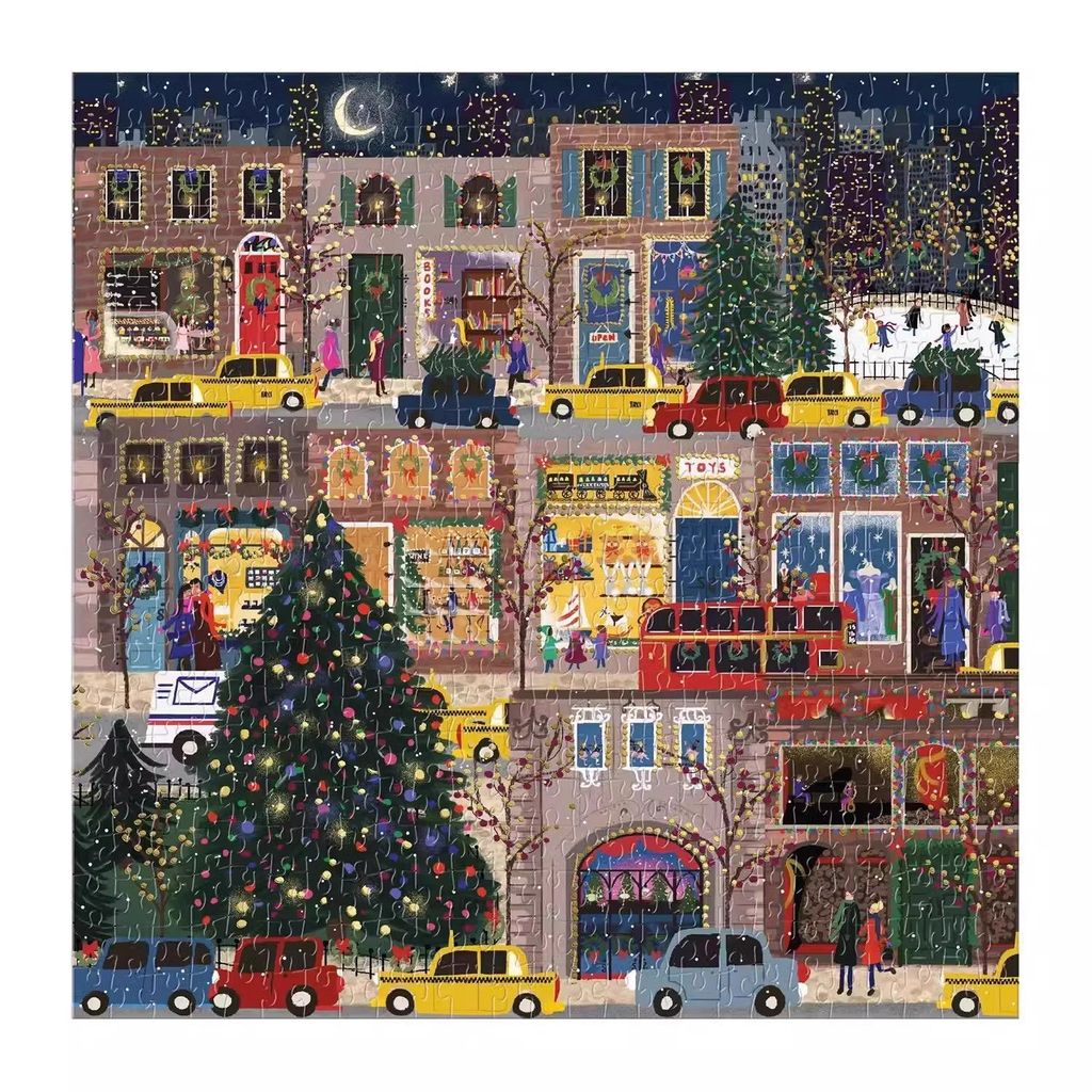 Galison Jigsaw Winter Light 500 ชิ้น Gilding Winter Light Jigsaw < Holiday Night > Puzzle Fun Jigsaw