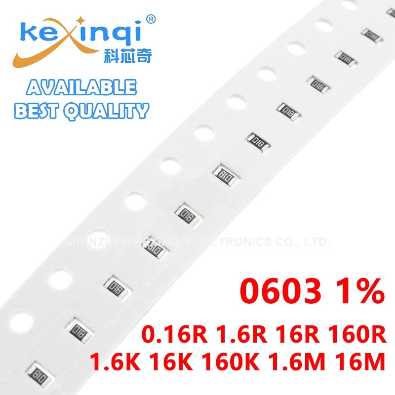 (100 ชิ้น) 0603 ตัวต้านทาน SMD 1% 1/10W 0R 0.16R 1.6R 16R 160R 1.6K 16K 160K 1.6M 16M Ohm Resistor