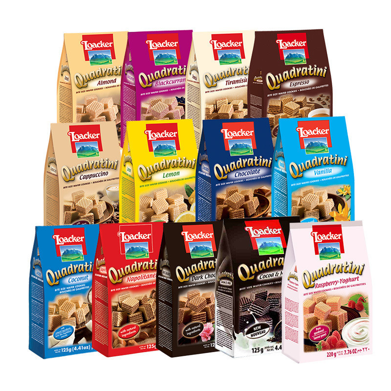 Laijia Loacker Loacker เวเฟอร์บิสกิตนําเข้า Office Casual ของว่างสําหรับเด็กช็อกโกแลตแซนวิชเฮเซลนัท
