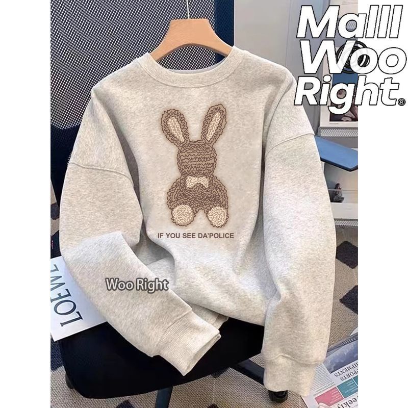 จัดส่งตลอด 24 ชั่วโมง Woo Right เสื้อผู้ชาย เสื้อสเวตเตอร์คอกลม Oversize สไตล์เกาหลี ชุดกันหนาว COD แฟชั่นสตรีทยอดนิยม