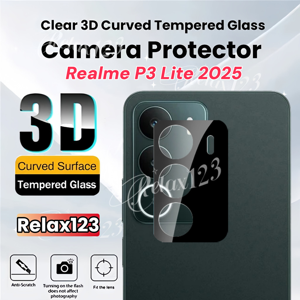 1/2/3PCSกล้องเลนส์ProtectorสําหรับRealme P3 Lite 4G 2025 3Dด้านหลังเลนส์ฟิล์มกระจกนิรภัยสําหรับRealm