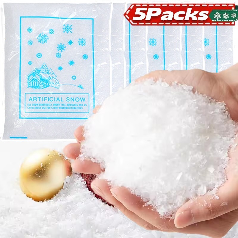 1/3/5Packs PET ผงหิมะปลอมเครื่องประดับคริสต์มาส - เกล็ดหิมะประดิษฐ์ปุยเกสร DIY อุปกรณ์ประกอบฉากฉากฤดูหนาว